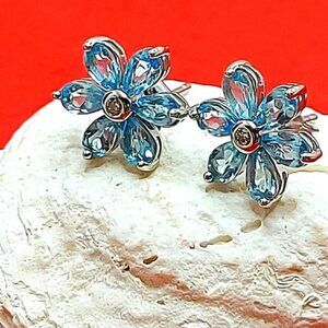 Natural Apatite and CZ 925 Sterling Silver Earrings‎